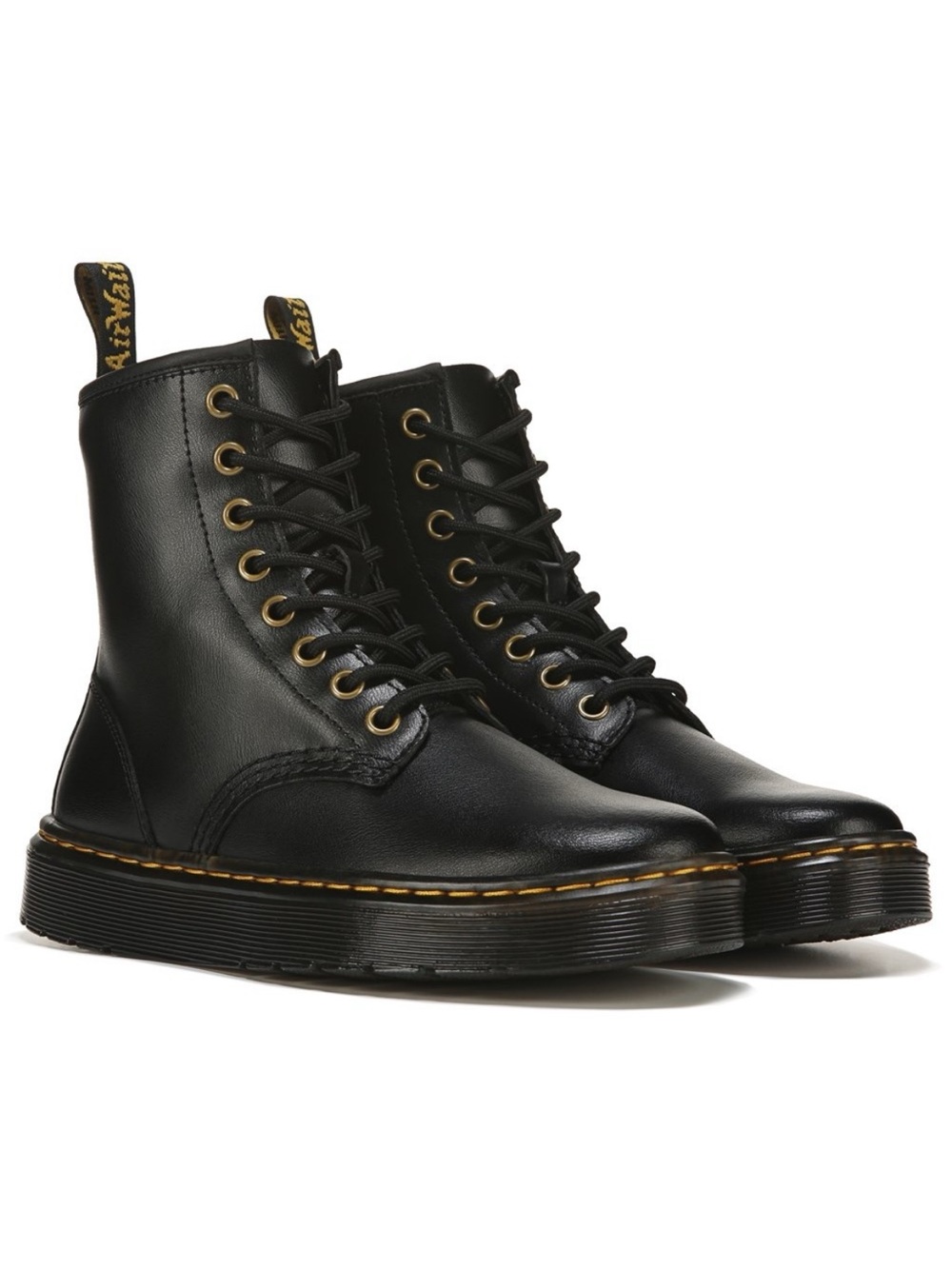 Dr. Martens Zavala Women Size 7 Black Hydro Leather Combat Boots NEW